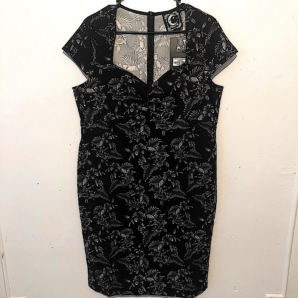 Killstar vintage style pencil dress with skulls sz 3X NWT - Picture 3 of 7